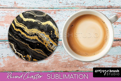 Marble Round Coaster Sublimation, Marble Car Coaster Design Sublimation OrangeBrushStudio 