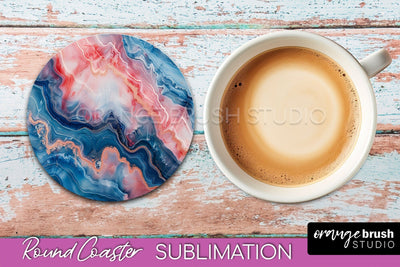 Marble Round Coaster Sublimation, Marble Car Coaster Design Sublimation OrangeBrushStudio 