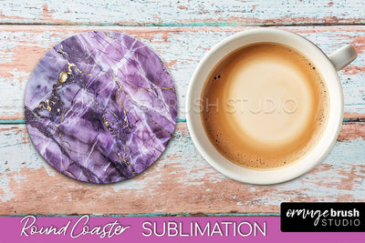 Marble Round Coaster Sublimation, Marble Car Coaster Design Sublimation OrangeBrushStudio 