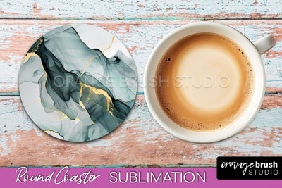 Marble Round Coaster Sublimation, Marble Car Coaster Design Sublimation OrangeBrushStudio 