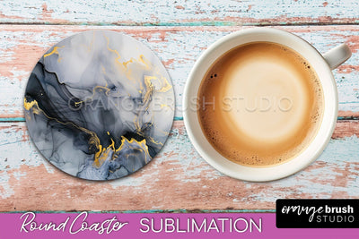 Marble Round Coaster Sublimation, Marble Car Coaster Design Sublimation OrangeBrushStudio 