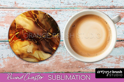 Marble Round Coaster Sublimation, Marble Car Coaster Design Sublimation OrangeBrushStudio 