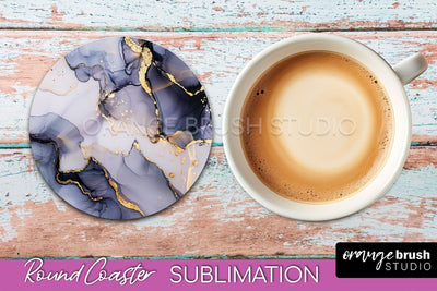 Marble Round Coaster Sublimation, Marble Car Coaster Design Sublimation OrangeBrushStudio 