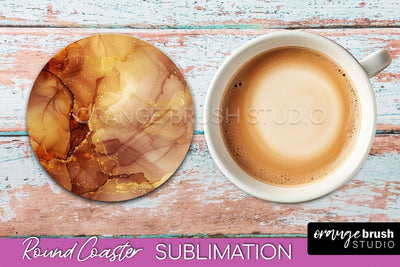 Marble Round Coaster Sublimation, Marble Car Coaster Design Sublimation OrangeBrushStudio 