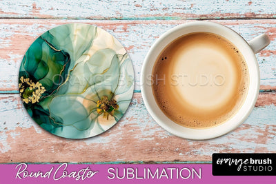 Marble Round Coaster Sublimation, Marble Car Coaster Design Sublimation OrangeBrushStudio 