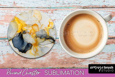Marble Round Coaster Sublimation, Marble Car Coaster Design Sublimation OrangeBrushStudio 
