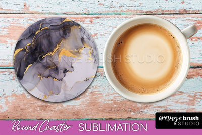 Marble Round Coaster Sublimation, Marble Car Coaster Design Sublimation OrangeBrushStudio 