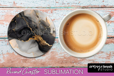 Marble Round Coaster Sublimation, Marble Car Coaster Design Sublimation OrangeBrushStudio 