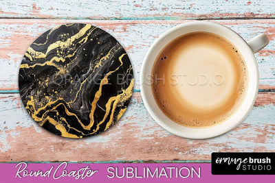 Marble Round Coaster Sublimation, Marble Car Coaster Design Sublimation OrangeBrushStudio 