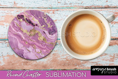 Marble Round Coaster Sublimation, Marble Car Coaster Design Sublimation OrangeBrushStudio 