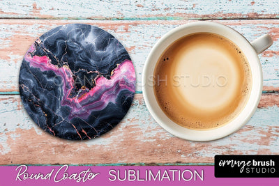 Marble Round Coaster Sublimation, Marble Car Coaster Design Sublimation OrangeBrushStudio 