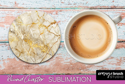Marble Round Coaster Sublimation, Marble Car Coaster Design Sublimation OrangeBrushStudio 