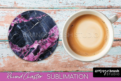 Marble Round Coaster Sublimation, Marble Car Coaster Design Sublimation OrangeBrushStudio 