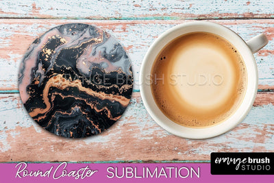 Marble Round Coaster Sublimation, Marble Car Coaster Design Sublimation OrangeBrushStudio 