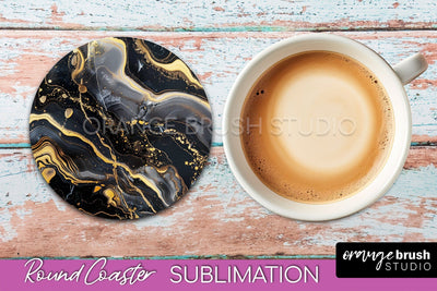 Marble Round Coaster Sublimation, Marble Car Coaster Design Sublimation OrangeBrushStudio 