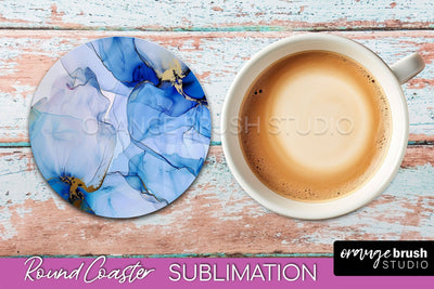 Marble Round Coaster Sublimation, Marble Car Coaster Design Sublimation OrangeBrushStudio 