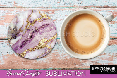Marble Round Coaster Sublimation, Marble Car Coaster Design Sublimation OrangeBrushStudio 