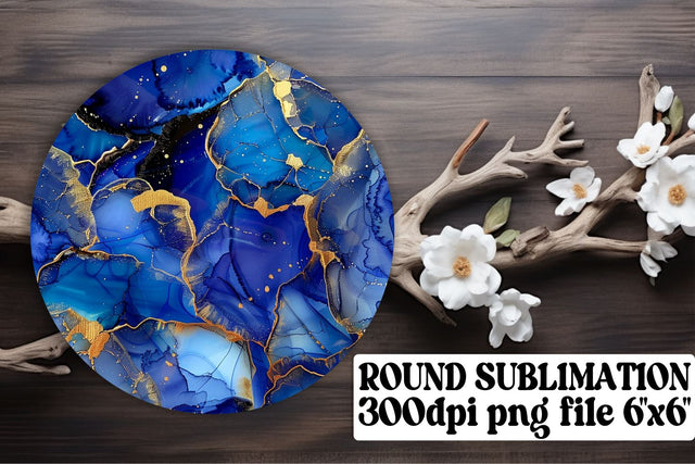 Marble Serenity Sublimation Keychain & Car Coaster Bundle - Circle Ornaments Sublimation afrosvg 