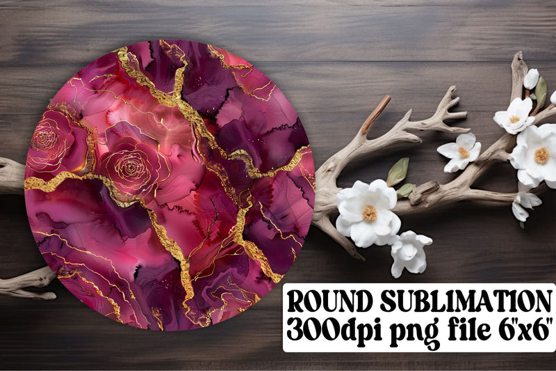 Marble Splendor Sublimation Keychain & Car Coaster Collection - Circle Ornaments Sublimation afrosvg 