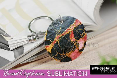 Marble Texture Keychain - Marble Keychain Sublimation Design Sublimation OrangeBrushStudio 