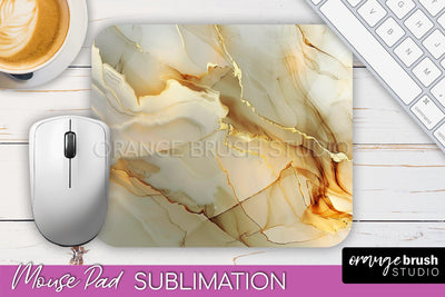 Marble Texture Mouse Pad, 3D Marble Mousepad Sublimation Sublimation OrangeBrushStudio 