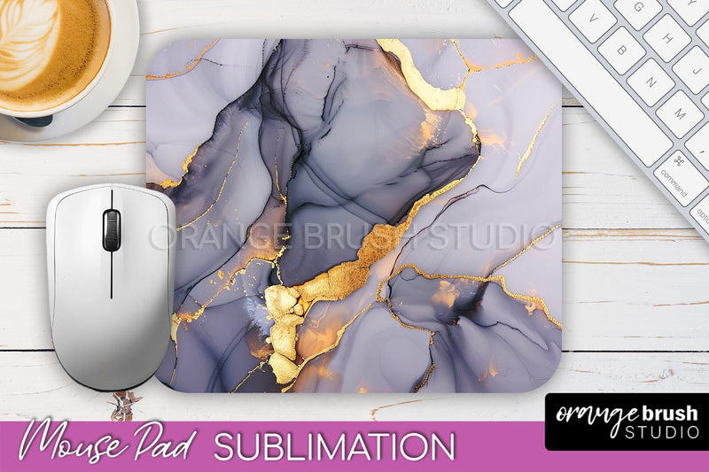 Marble Texture Mouse Pad, 3D Marble Mousepad Sublimation Sublimation OrangeBrushStudio 