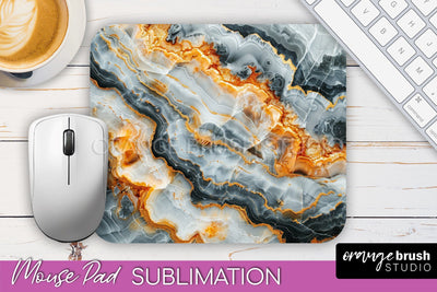 Marble Texture Mouse Pad, 3D Marble Mousepad Sublimation Sublimation OrangeBrushStudio 