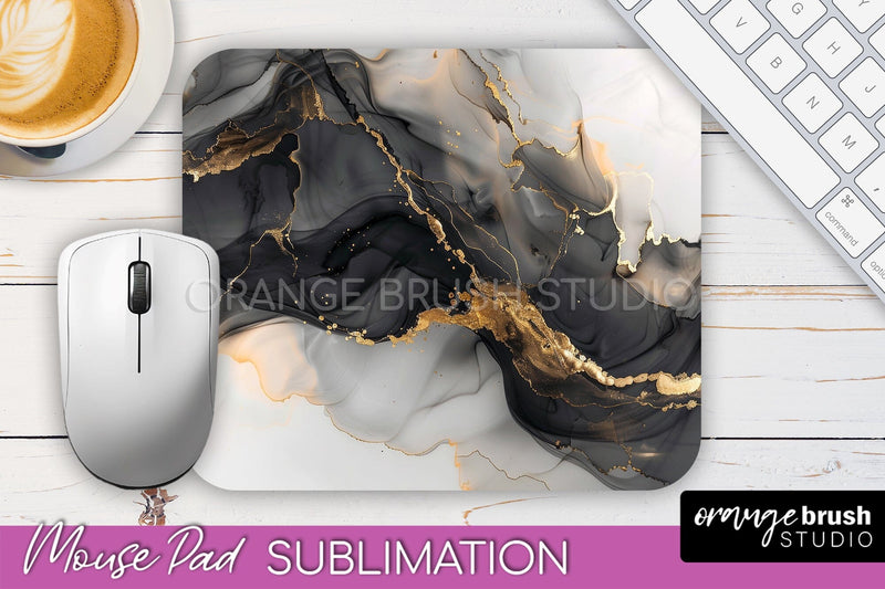 Marble Texture Mouse Pad, 3D Marble Mousepad Sublimation Sublimation OrangeBrushStudio 
