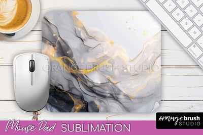 Marble Texture Mouse Pad, 3D Marble Mousepad Sublimation Sublimation OrangeBrushStudio 