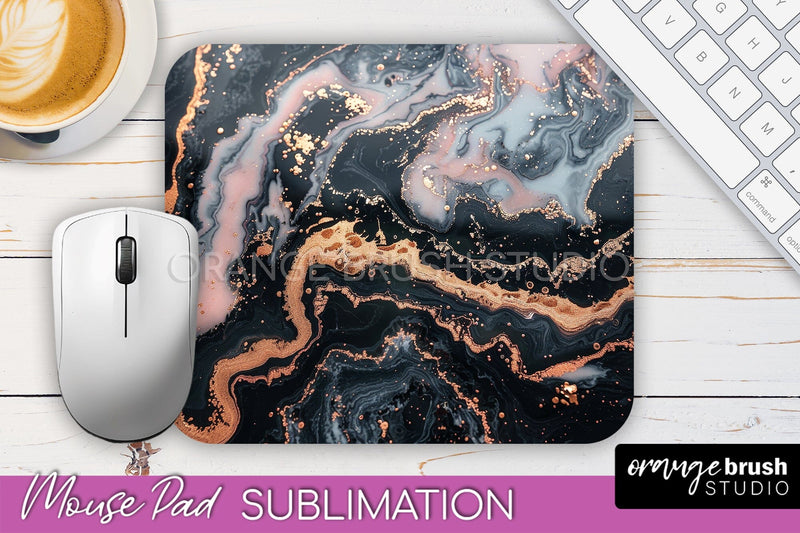 Marble Texture Mouse Pad, 3D Marble Mousepad Sublimation Sublimation OrangeBrushStudio 