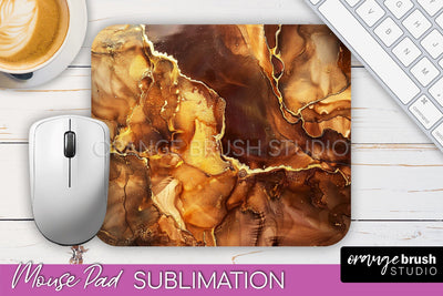 Marble Texture Mouse Pad, 3D Marble Mousepad Sublimation Sublimation OrangeBrushStudio 