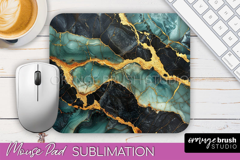 Marble Texture Mouse Pad, 3D Marble Mousepad Sublimation Sublimation OrangeBrushStudio 