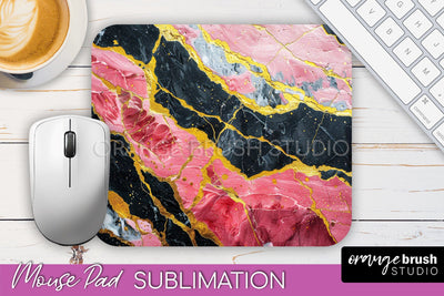 Marble Texture Mouse Pad, 3D Marble Mousepad Sublimation Sublimation OrangeBrushStudio 