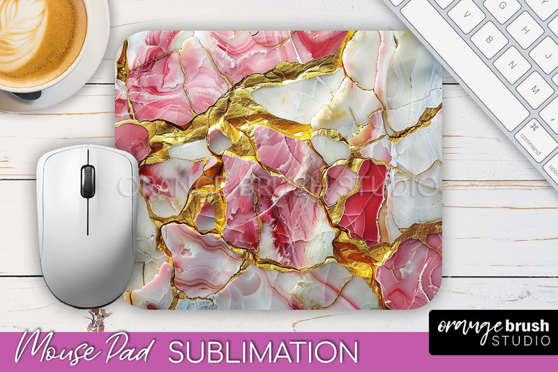 Marble Texture Mouse Pad, 3D Marble Mousepad Sublimation Sublimation OrangeBrushStudio 