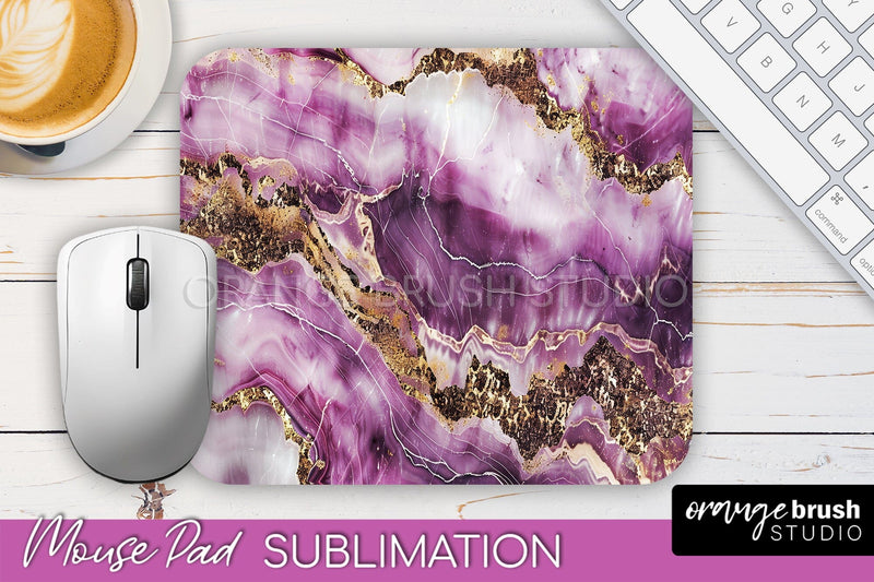 Marble Texture Mouse Pad, 3D Marble Mousepad Sublimation Sublimation OrangeBrushStudio 