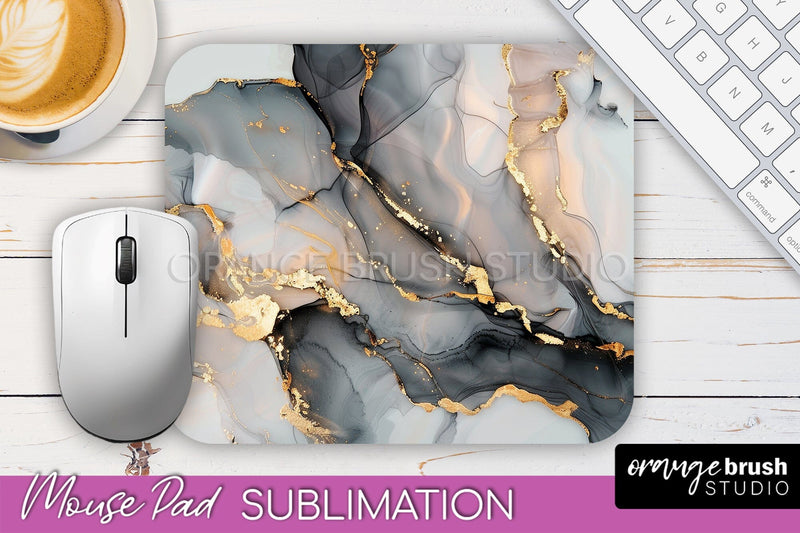 Marble Texture Mouse Pad, 3D Marble Mousepad Sublimation Sublimation OrangeBrushStudio 