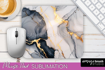 Marble Texture Mouse Pad, 3D Marble Mousepad Sublimation Sublimation OrangeBrushStudio 