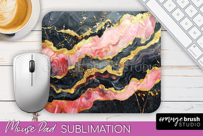 Marble Texture Mouse Pad, 3D Marble Mousepad Sublimation Sublimation OrangeBrushStudio 