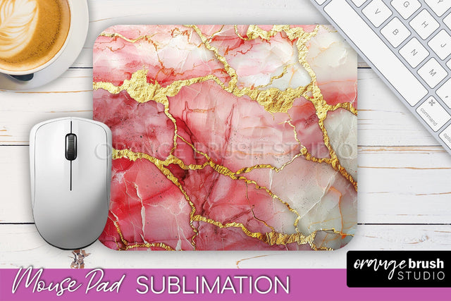 Marble Texture Mouse Pad, 3D Marble Mousepad Sublimation Sublimation OrangeBrushStudio 