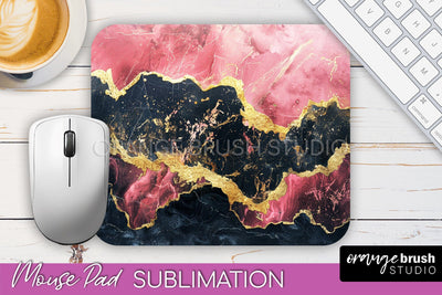 Marble Texture Mouse Pad, 3D Marble Mousepad Sublimation Sublimation OrangeBrushStudio 