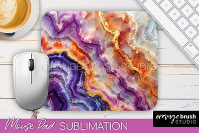 Marble Texture Mouse Pad, 3D Marble Mousepad Sublimation Sublimation OrangeBrushStudio 