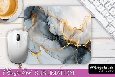 Marble Texture Mouse Pad, 3D Marble Mousepad Sublimation Sublimation OrangeBrushStudio 
