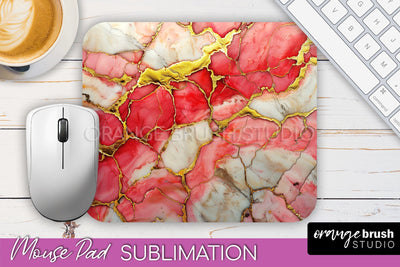 Marble Texture Mouse Pad, 3D Marble Mousepad Sublimation Sublimation OrangeBrushStudio 