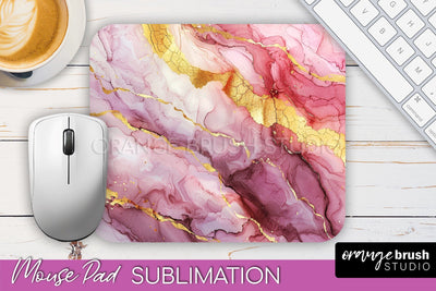 Marble Texture Mouse Pad, 3D Marble Mousepad Sublimation Sublimation OrangeBrushStudio 