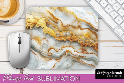 Marble Texture Mouse Pad, 3D Marble Mousepad Sublimation Sublimation OrangeBrushStudio 