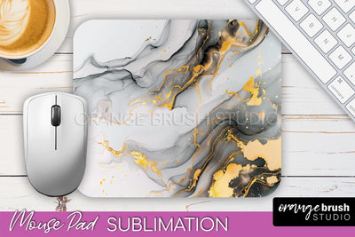 Marble Texture Mouse Pad, 3D Marble Mousepad Sublimation Sublimation OrangeBrushStudio 