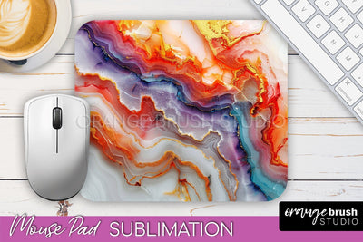 Marble Texture Mouse Pad, 3D Marble Mousepad Sublimation Sublimation OrangeBrushStudio 
