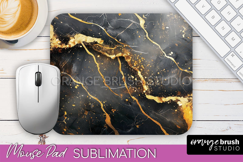 Marble Texture Mouse Pad, 3D Marble Mousepad Sublimation Sublimation OrangeBrushStudio 