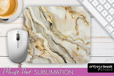 Marble Texture Mouse Pad, 3D Marble Mousepad Sublimation Sublimation OrangeBrushStudio 