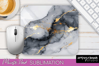 Marble Texture Mouse Pad, 3D Marble Mousepad Sublimation Sublimation OrangeBrushStudio 